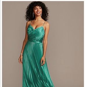 David’s bridal accordion pleat satin a-line dress